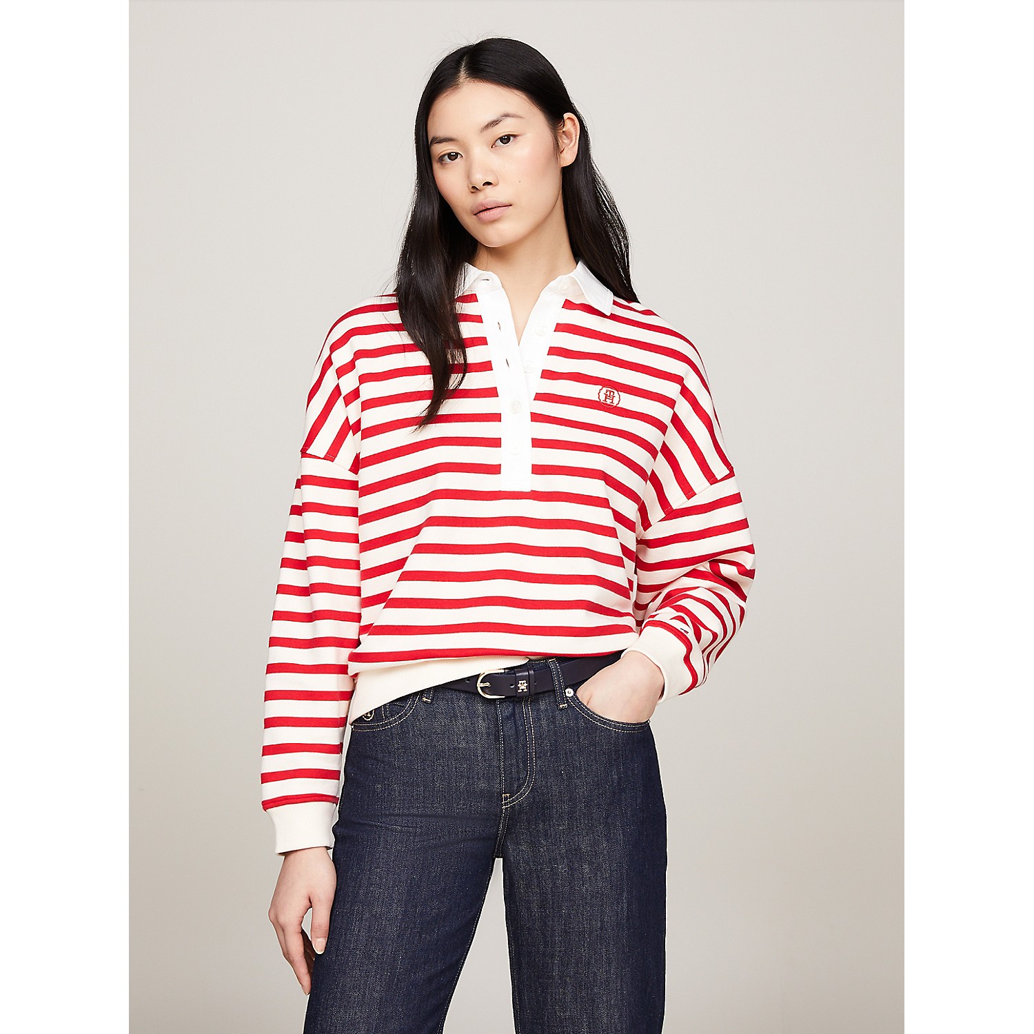 TOMMY HILFIGER Relaxed Fit Breton Stripe Rugby Polo
